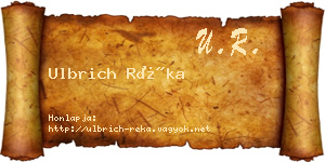 Ulbrich Réka névjegykártya